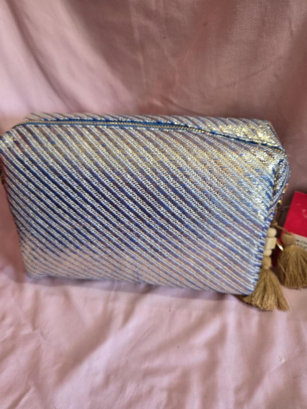 Vince Camuto Iridescent Metallic Stripe Cosmetic Pouch - NWT - Picture 4 of 5